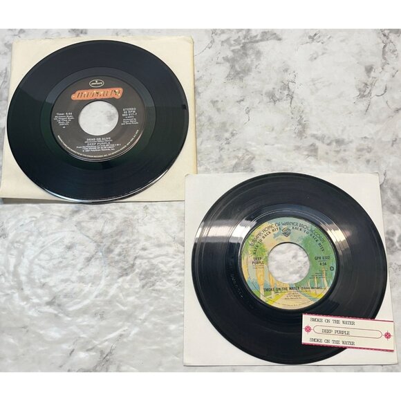 Deep Purple 45 Rock Record Lot of 2 Smoke on the Water / Dead or Alive - Picture 1 of 6